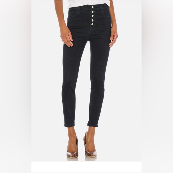 NEW J Brand Lillie High Rise Crop Dark Blue Skinny Stretch Button Fly Jeans 32 - Picture 7 of 16